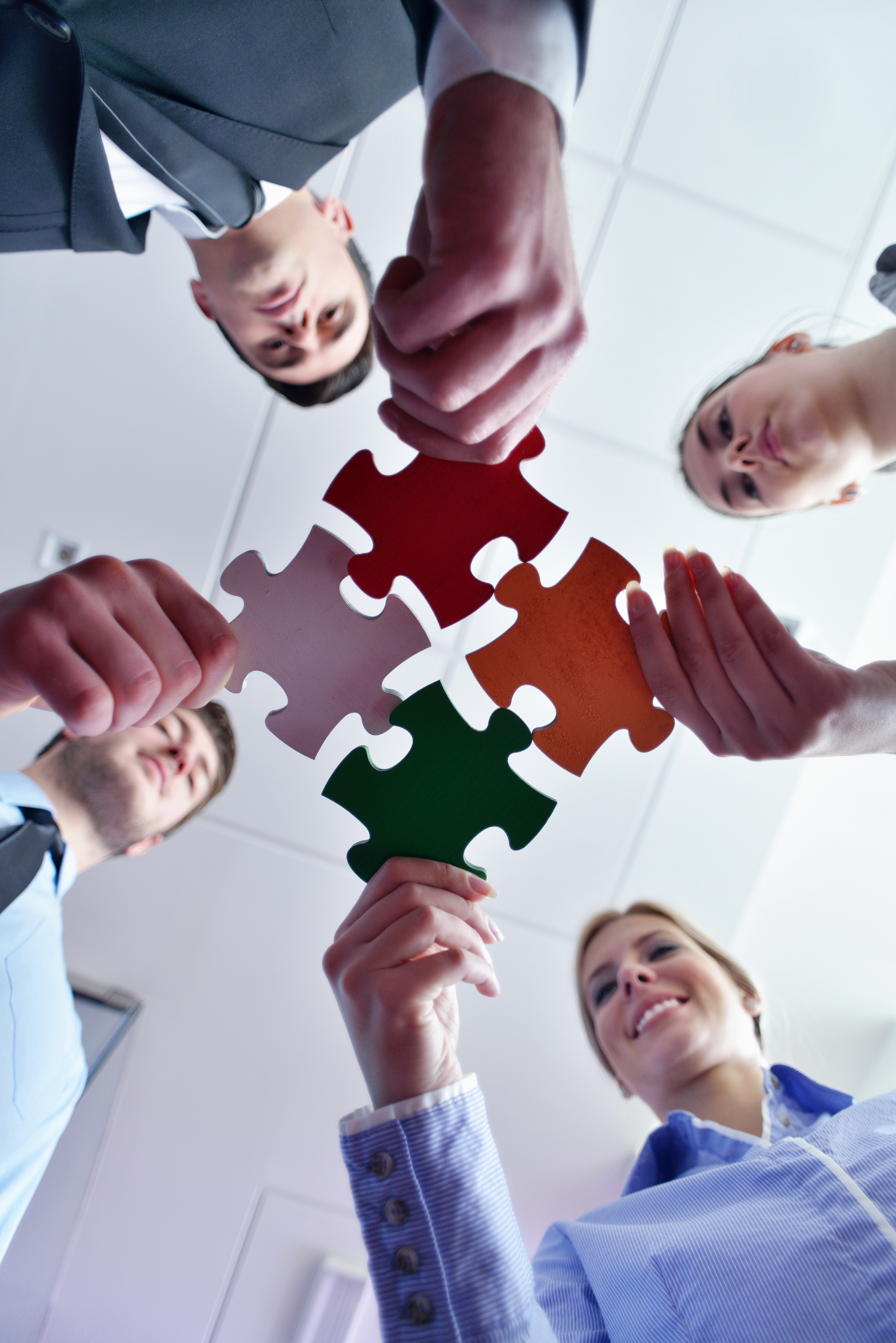 Professional operations team working together